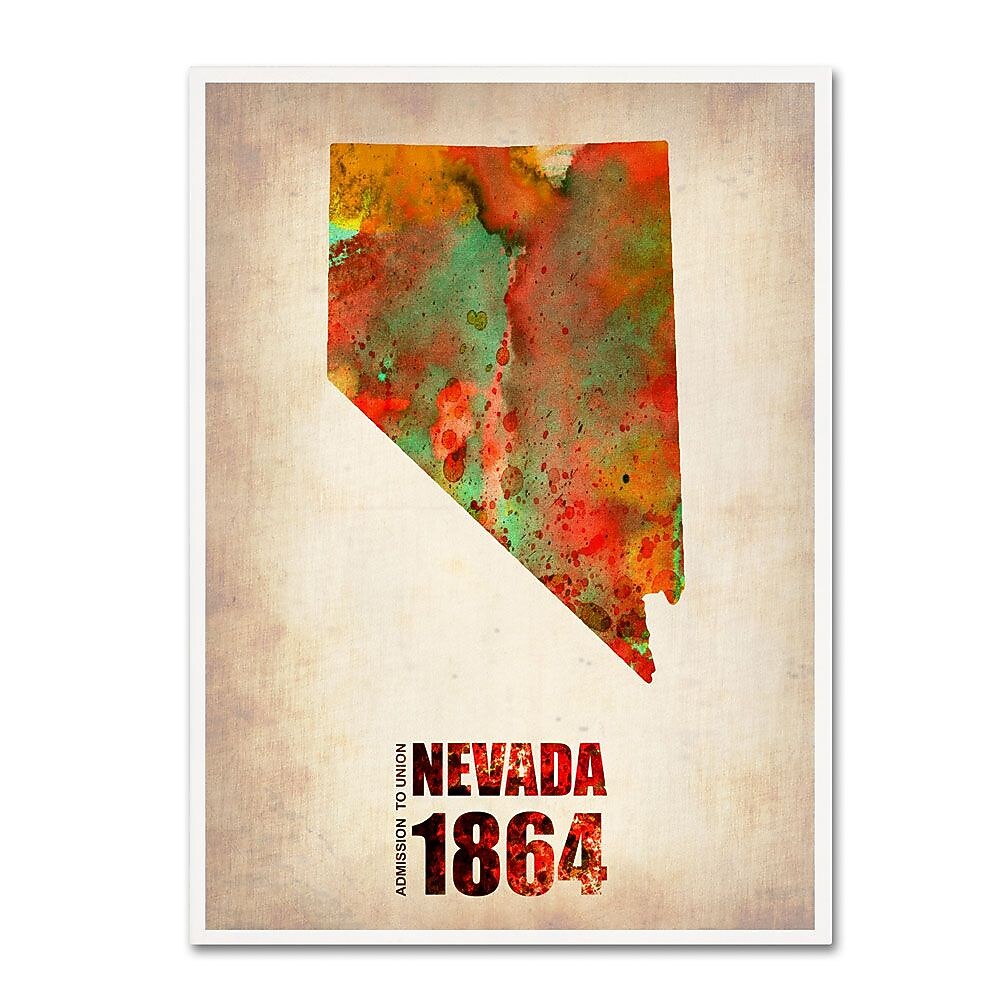 Trademark Fine Art 'Nevada Watercolor Map' 24" x 32" Canvas Art