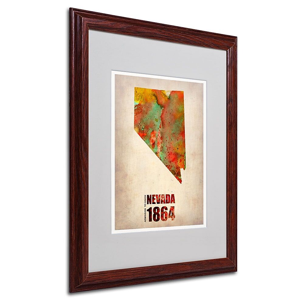 Trademark Fine Art 'Nevada Watercolor Map' 16" x 20" Wood Frame Art