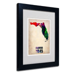 Trademark Fine Art 'Florida Watercolor Map' 11" x 14" Black Frame Art