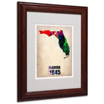 Trademark Fine Art 'Florida Watercolor Map' 11" x 14" Wood Frame Art
