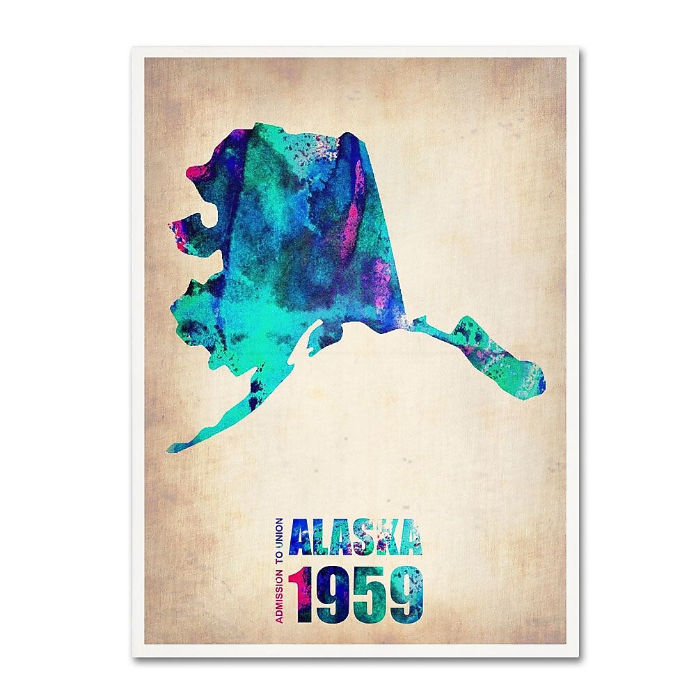 Trademark Fine Art 'Alaska Watercolor Map' 24" x 32" Canvas Art