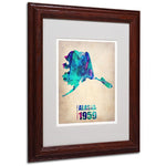 Trademark Fine Art 'Alaska Watercolor Map' 11" x 14" Wood Frame Art