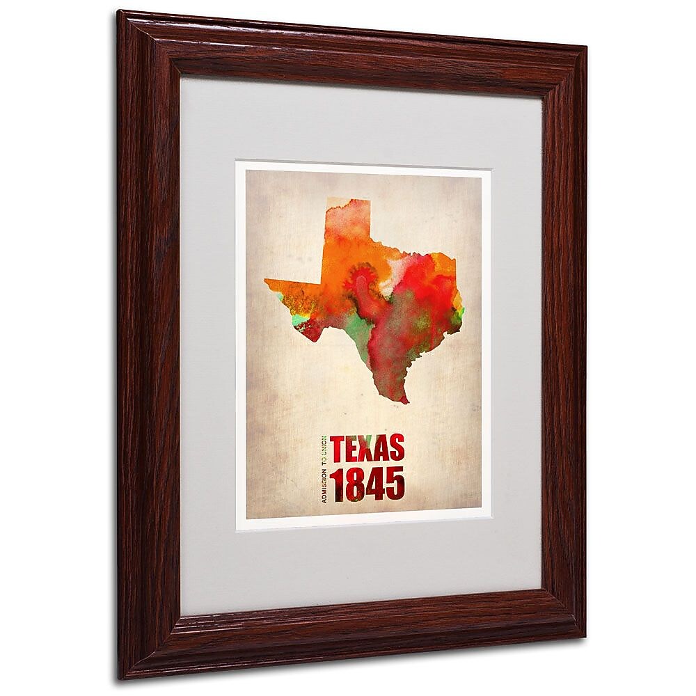 Trademark Fine Art 'Texas Watercolor Map' 11" x 14" Wood Frame Art