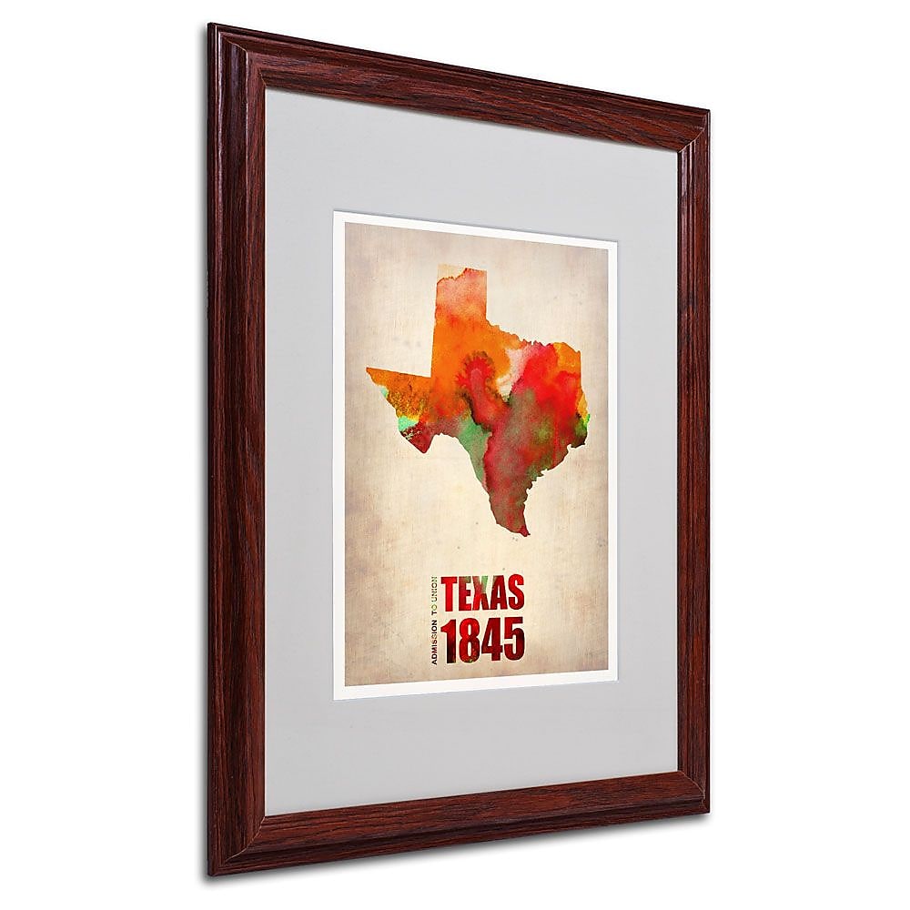 Trademark Fine Art 'Texas Watercolor Map' 16" x 20" Wood Frame Art