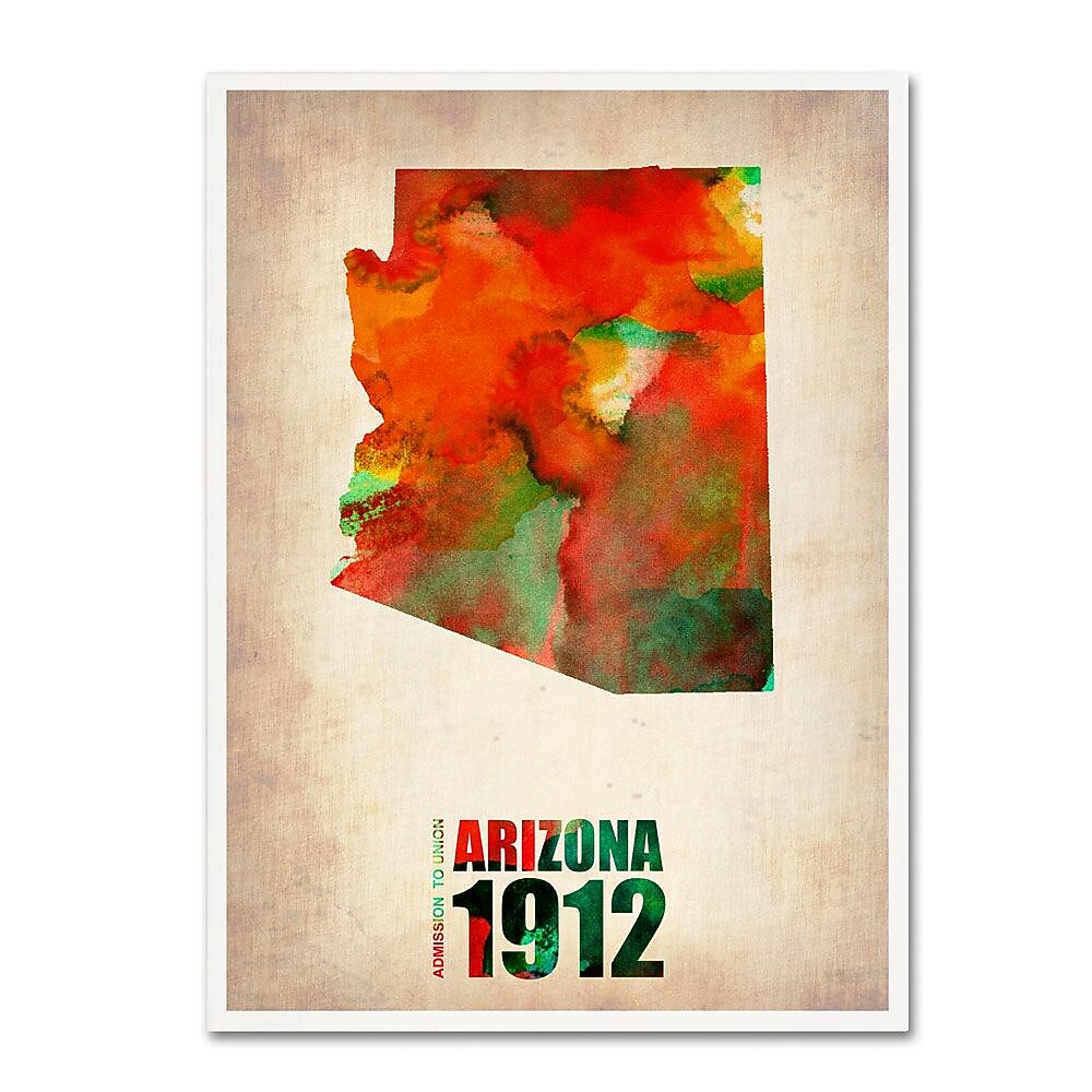 Trademark Fine Art 'Arizona Watercolor Map' 24" x 32" Canvas Art