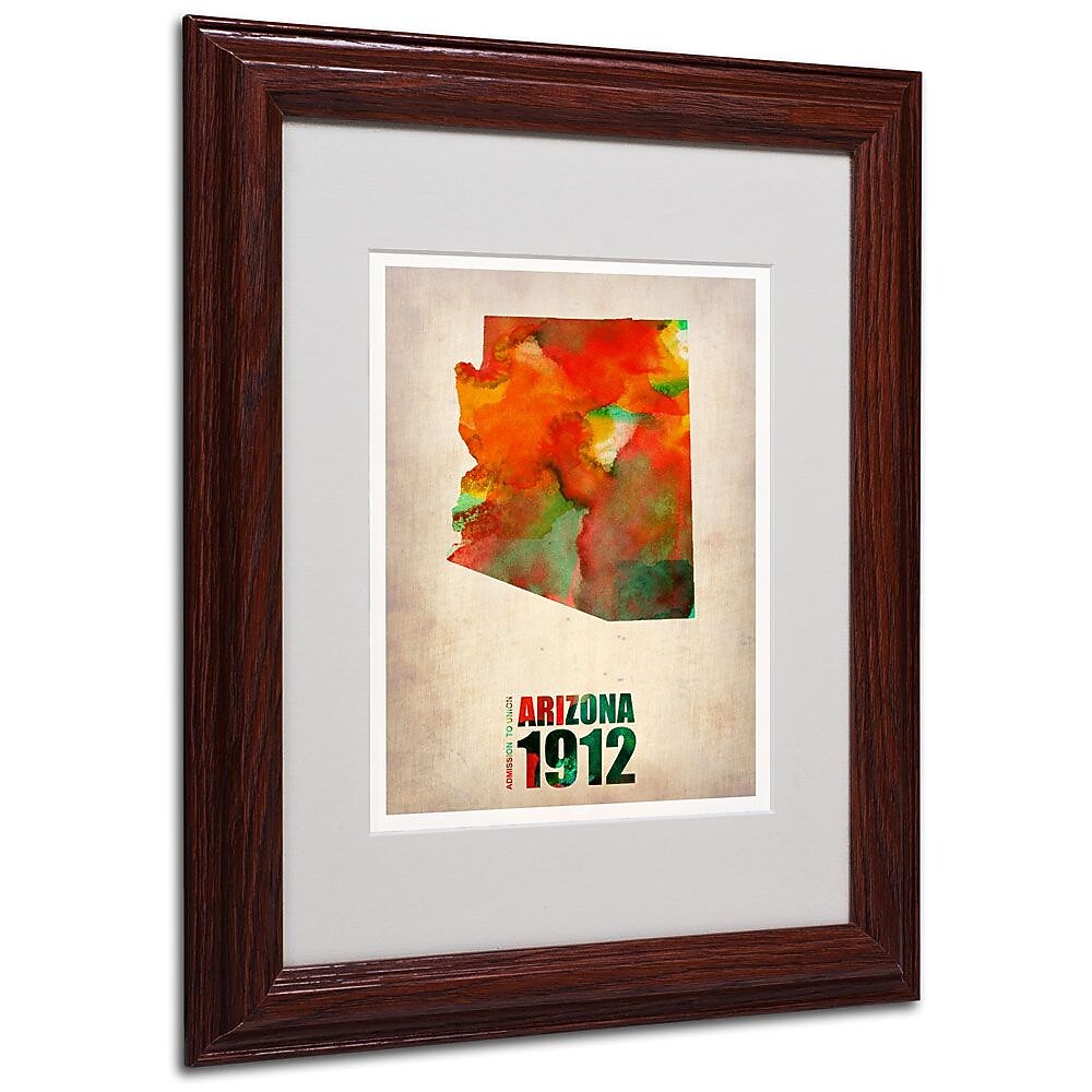 Trademark Fine Art 'Arizona Watercolor Map' 11" x 14" Wood Frame Art