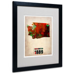 Trademark Fine Art 'Washington Watercolor Map' 16" x 20" Black Frame Art