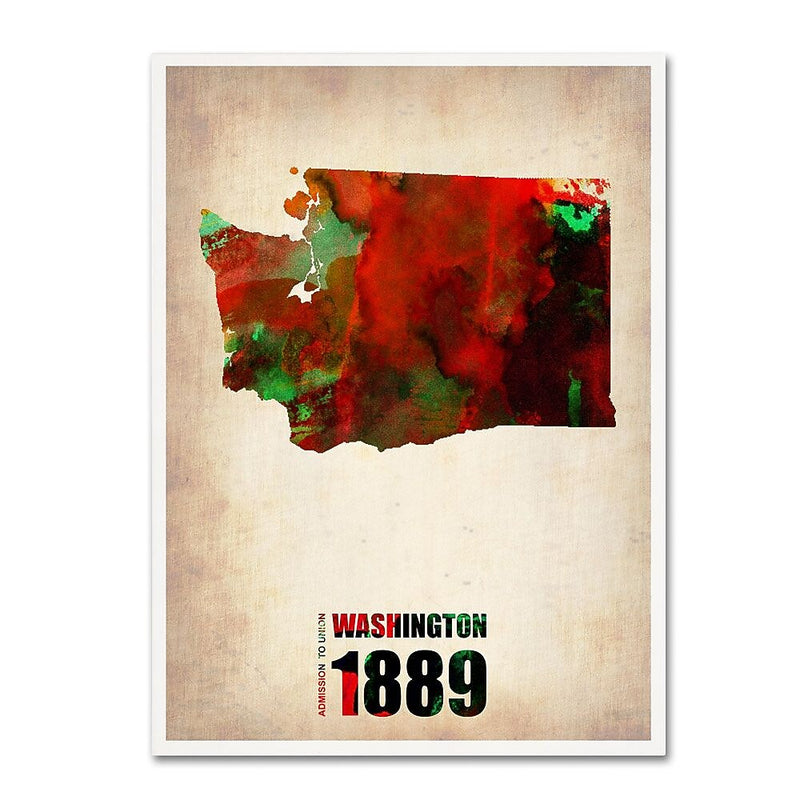 Trademark Fine Art 'Washington Watercolor Map' 18" x 24" Canvas Art