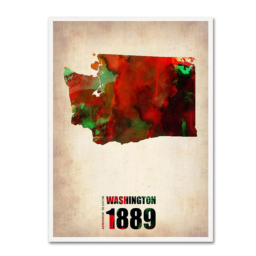 Trademark Fine Art 'Washington Watercolor Map' 24" x 32" Canvas Art
