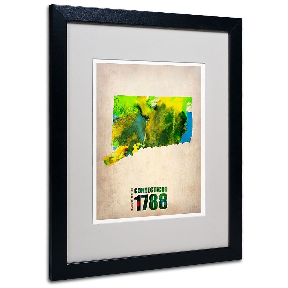 Trademark Fine Art 'Connecticut Watercolor Map' 16" x 20" Black Frame Art