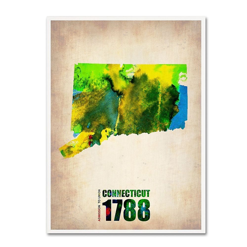 Trademark Fine Art 'Connecticut Watercolor Map' 18" x 24" Canvas Art