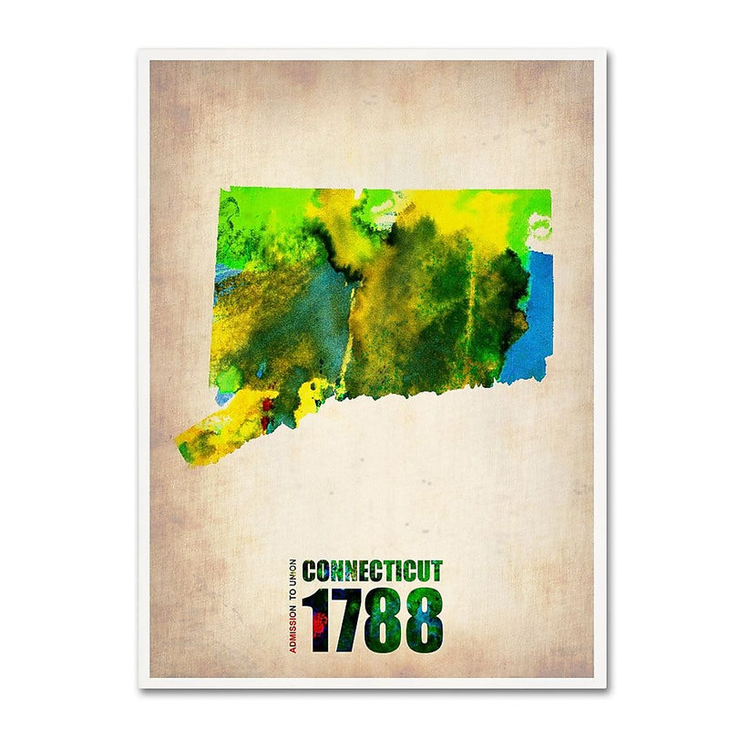 Trademark Fine Art 'Connecticut Watercolor Map' 35" x 47" Canvas Art