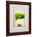 Trademark Fine Art 'Connecticut Watercolor Map' 11" x 14" Wood Frame Art