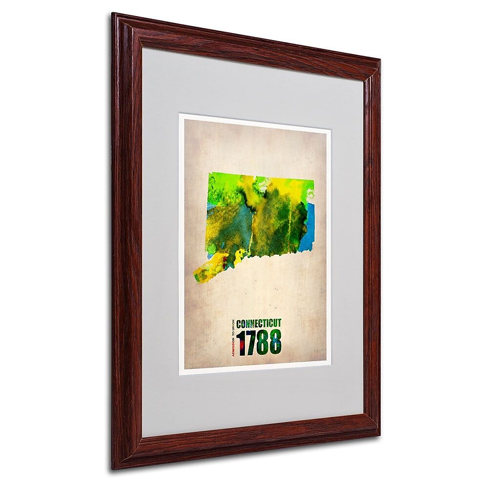 Trademark Fine Art 'Connecticut Watercolor Map' 16" x 20" Wood Frame Art