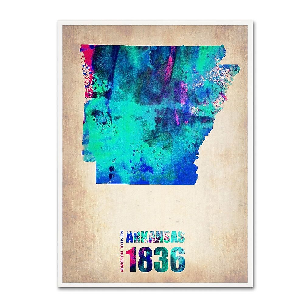 Trademark Fine Art 'Arkansas Watercolor Map' 18" x 24" Canvas Art