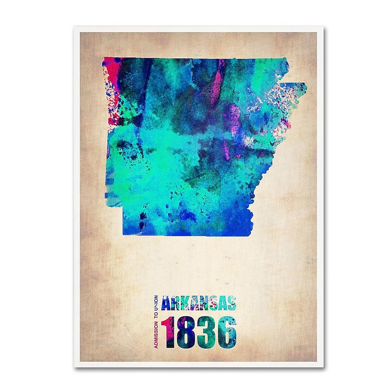 Trademark Fine Art 'Arkansas Watercolor Map' 35" x 47" Canvas Art