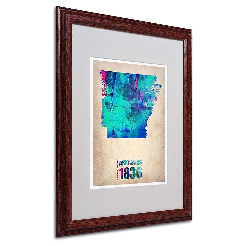 Trademark Fine Art 'Arkansas Watercolor Map' 16" x 20" Wood Frame Art