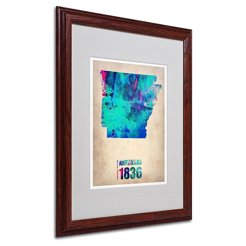 Trademark Fine Art 'Arkansas Watercolor Map' 16" x 20" Wood Frame Art
