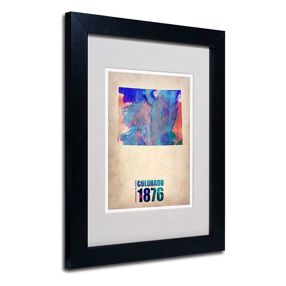 Trademark Fine Art 'Colorado Watercolor Map' 11" x 14" Black Frame Art