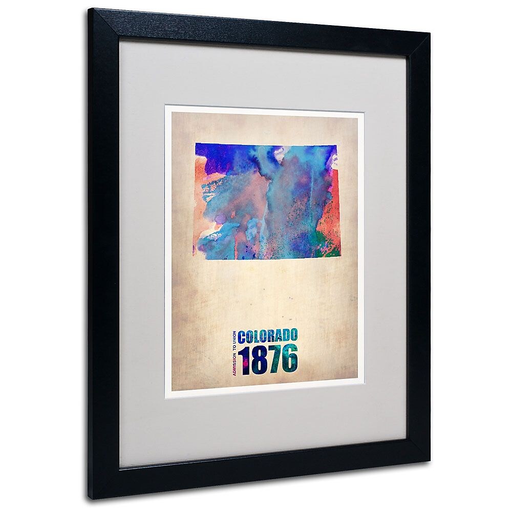 Trademark Fine Art 'Colorado Watercolor Map' 16" x 20" Black Frame Art