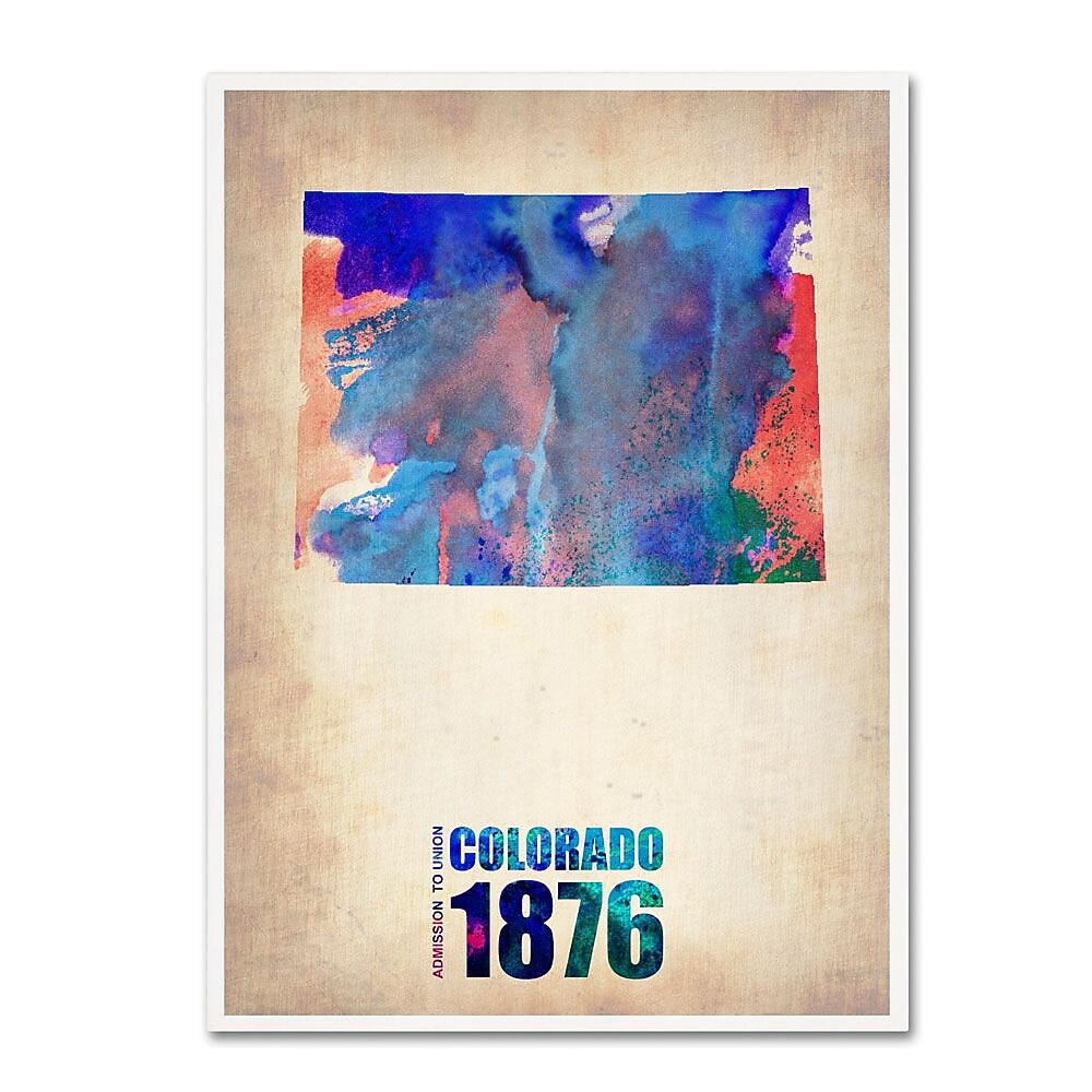 Trademark Fine Art 'Colorado Watercolor Map' 35" x 47" Canvas Art
