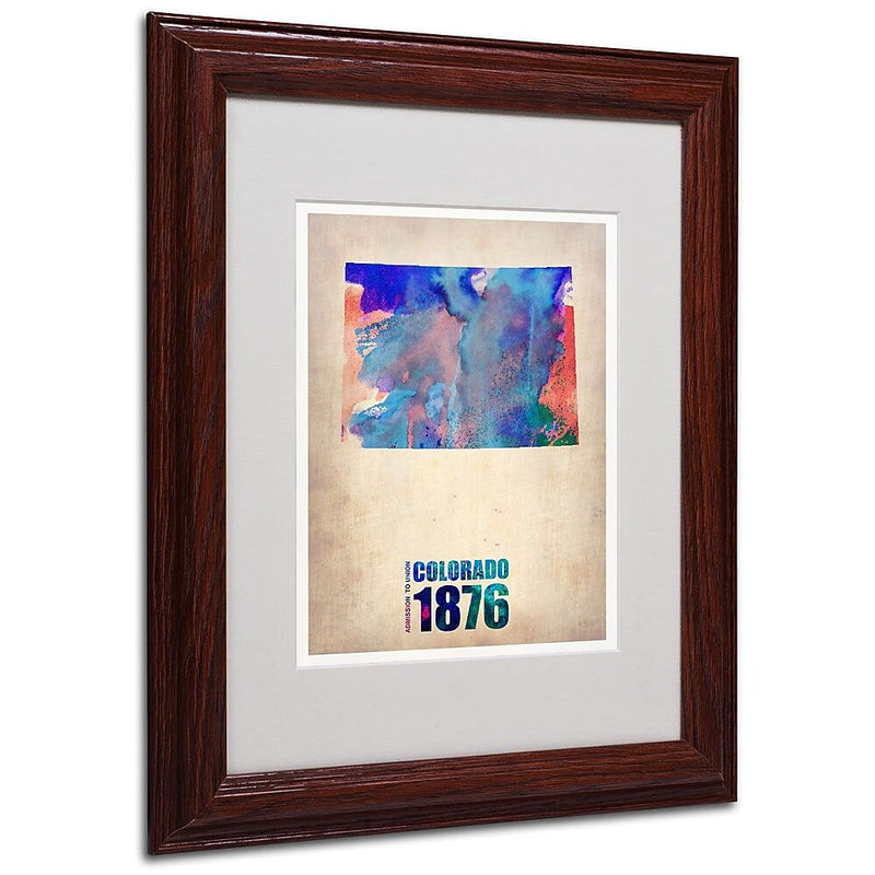 Trademark Fine Art 'Colorado Watercolor Map' 11" x 14" Wood Frame Art