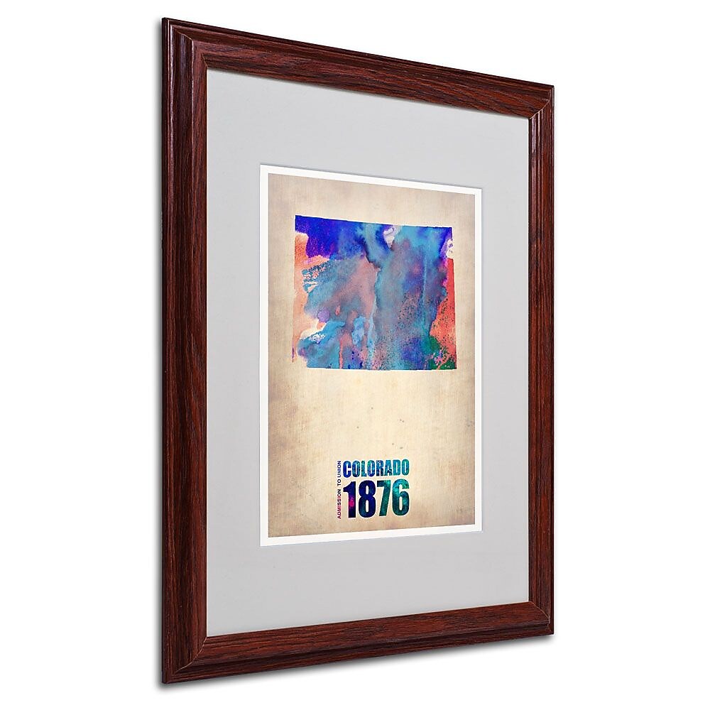 Trademark Fine Art 'Colorado Watercolor Map' 16" x 20" Wood Frame Art