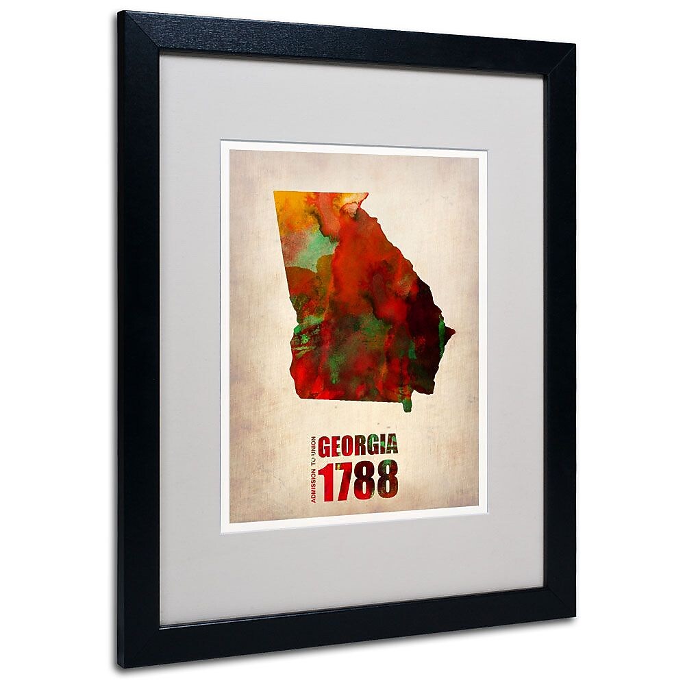 Trademark Fine Art 'Georgia Watercolor Map' 16" x 20" Black Frame Art