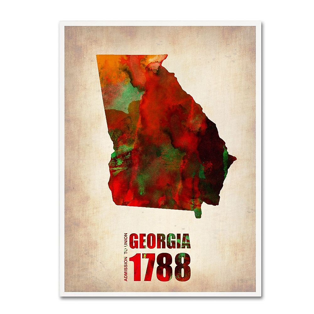 Trademark Fine Art 'Georgia Watercolor Map' 18" x 24" Canvas Art