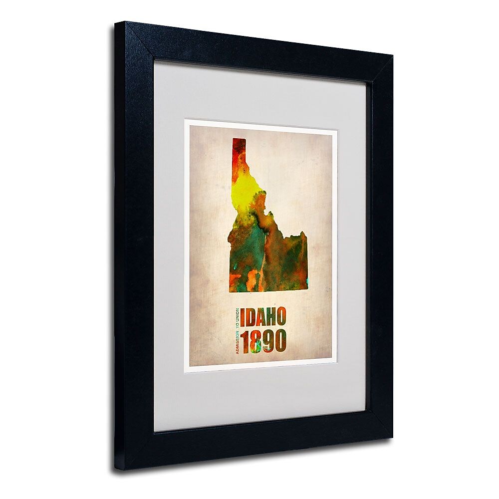 Trademark Fine Art 'Idaho Watercolor Map' 11" x 14" Black Frame Art