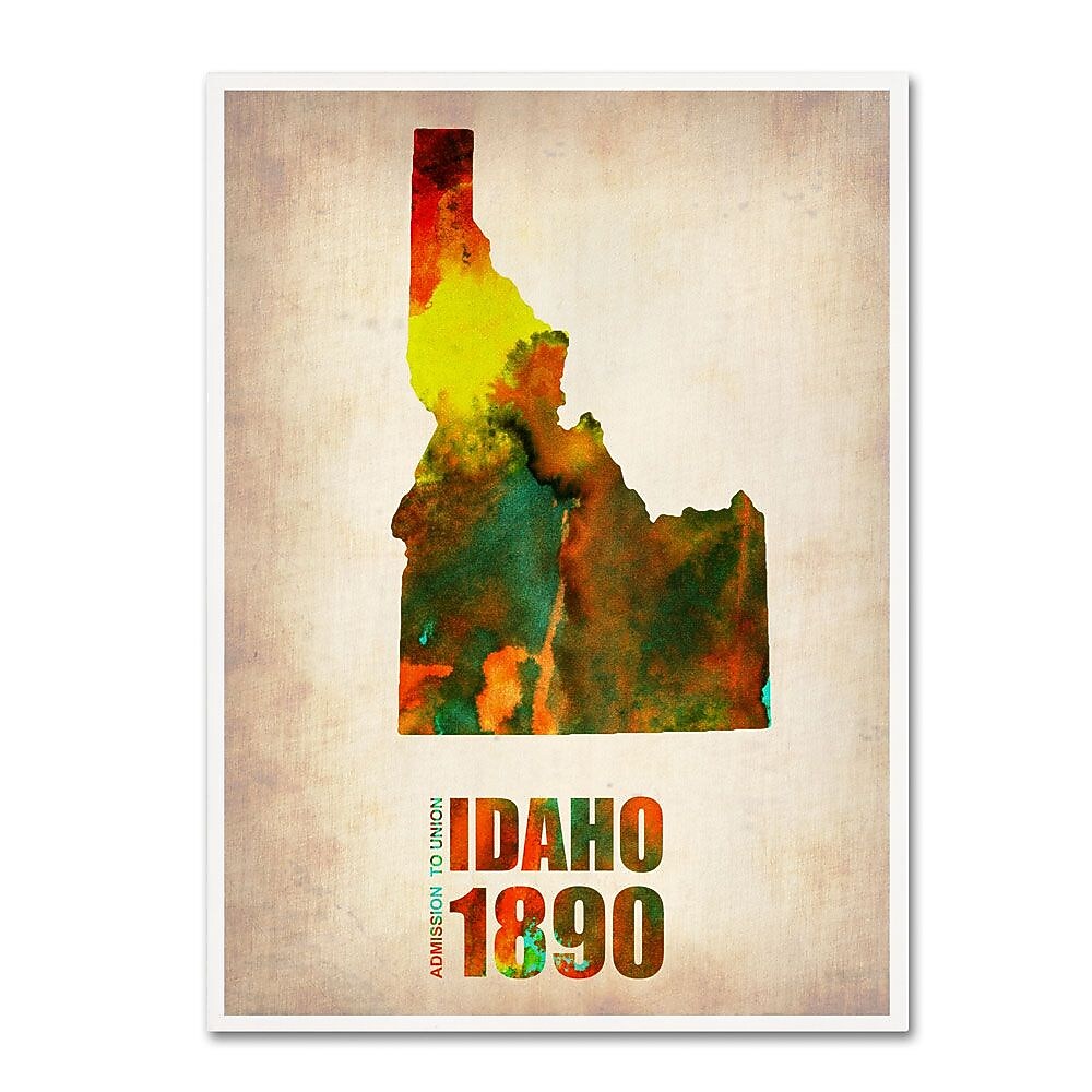 Trademark Fine Art 'Idaho Watercolor Map' 35" x 47" Canvas Art