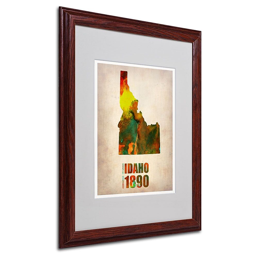 Trademark Fine Art 'Idaho Watercolor Map' 16" x 20" Wood Frame Art