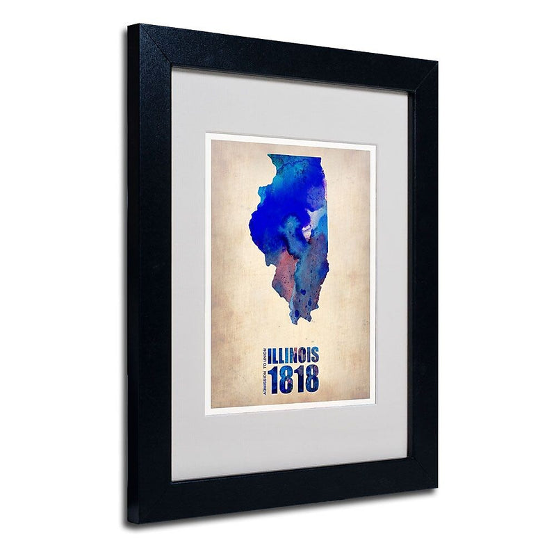 Trademark Fine Art 'Illinois Watercolor Map' 11" x 14" Black Frame Art