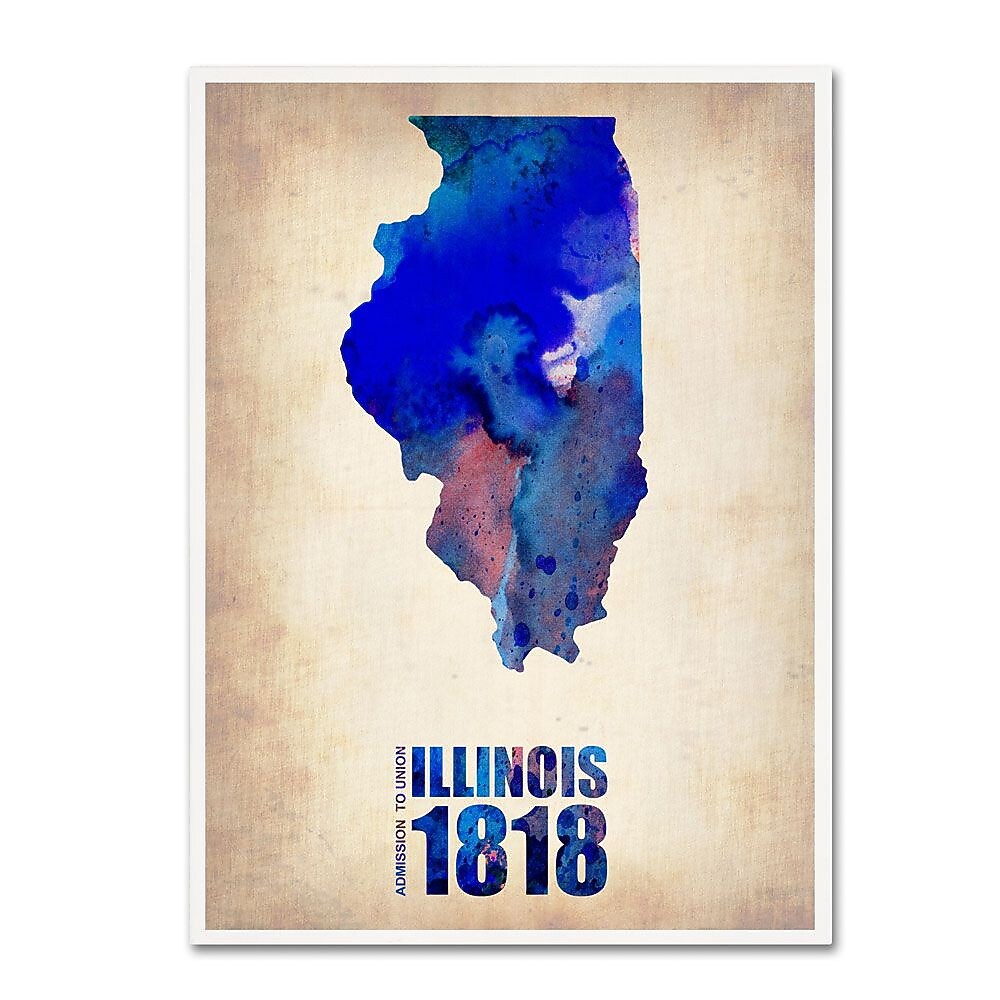 Trademark Fine Art 'Illinois Watercolor Map' 18" x 24" Canvas Art