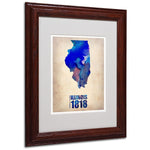 Trademark Fine Art 'Illinois Watercolor Map' 11" x 14" Wood Frame Art