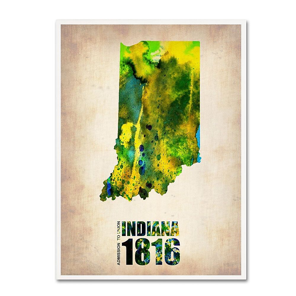 Trademark Fine Art 'Indiana Watercolor Map' 24" x 32" Canvas Art