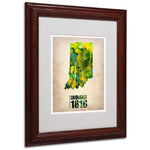 Trademark Fine Art 'Indiana Watercolor Map' 11" x 14" Wood Frame Art