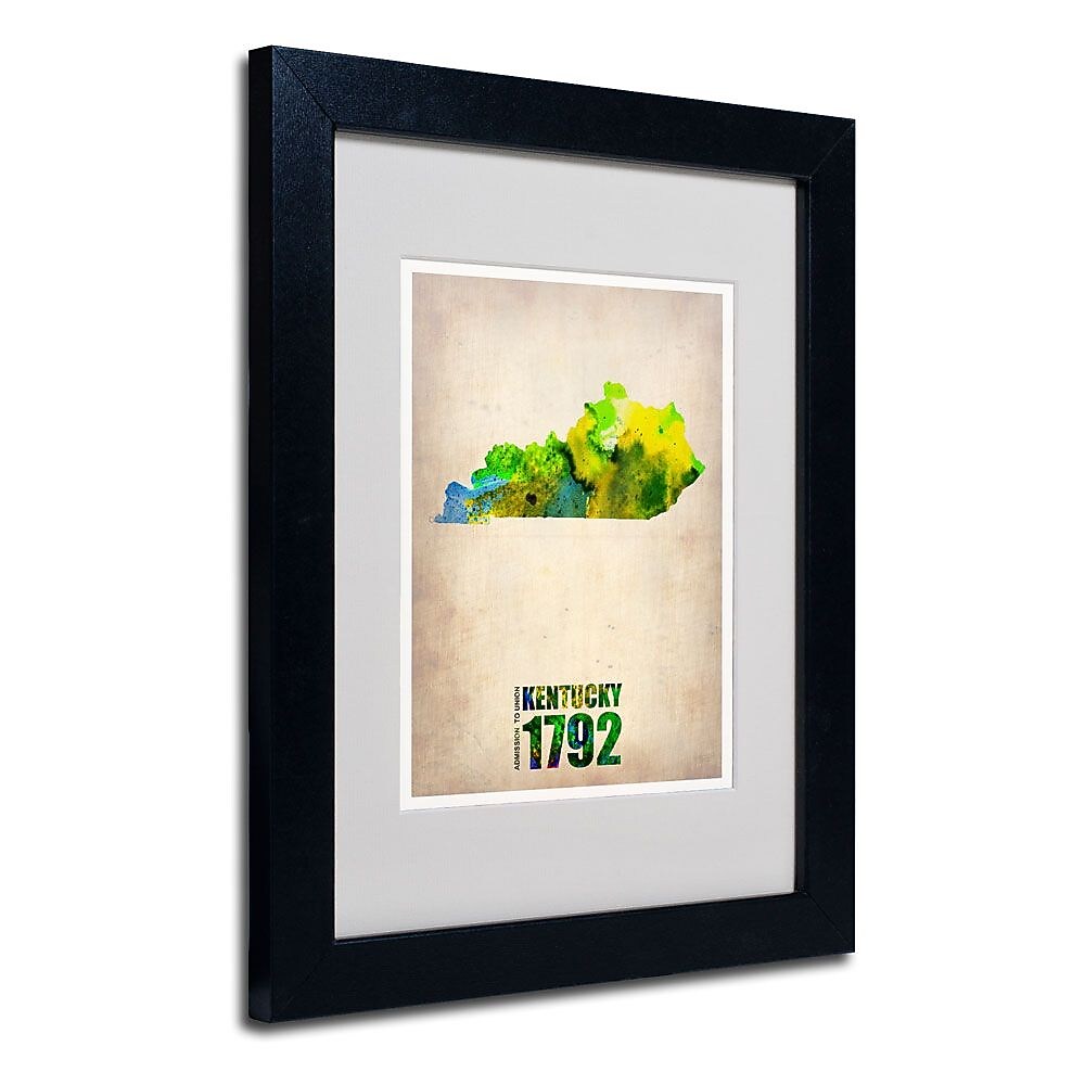 Trademark Fine Art 'Kentucky Watercolor Map' 11" x 14" Black Frame Art