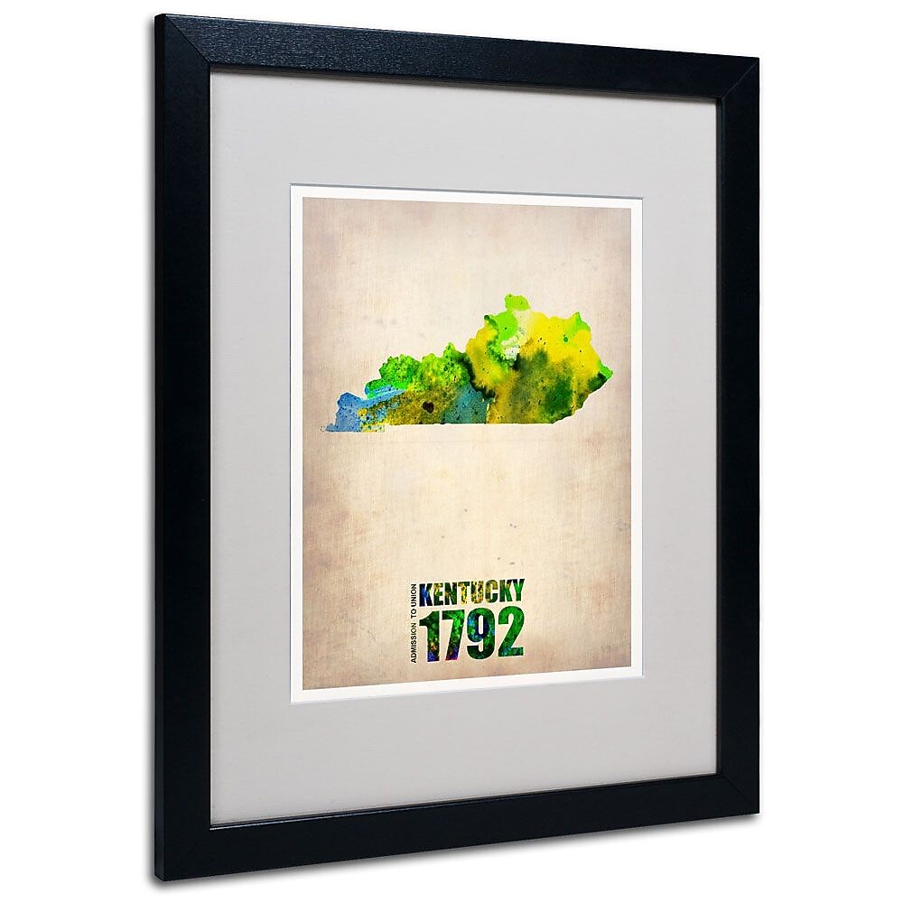 Trademark Fine Art 'Kentucky Watercolor Map' 16" x 20" Black Frame Art