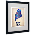 Trademark Fine Art 'Maine Watercolor Map' 16" x 20" Black Frame Art