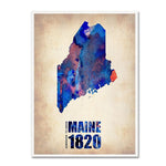 Trademark Fine Art 'Maine Watercolor Map' 35" x 47" Canvas Art