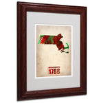 Trademark Fine Art 'Massachusetts Watercolor Map' 11" x 14" Wood Frame Art