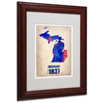 Trademark Fine Art 'Michigan Watercolor Map' 11" x 14" Wood Frame Art