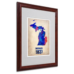 Trademark Fine Art 'Michigan Watercolor Map' 16" x 20" Wood Frame Art
