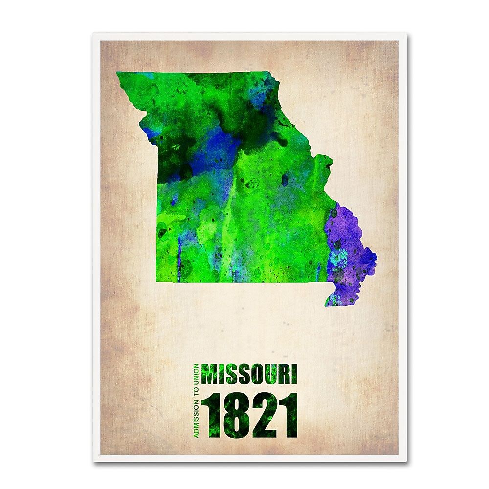 Trademark Fine Art 'Missouri Watercolor Map' 18" x 24" Canvas Art