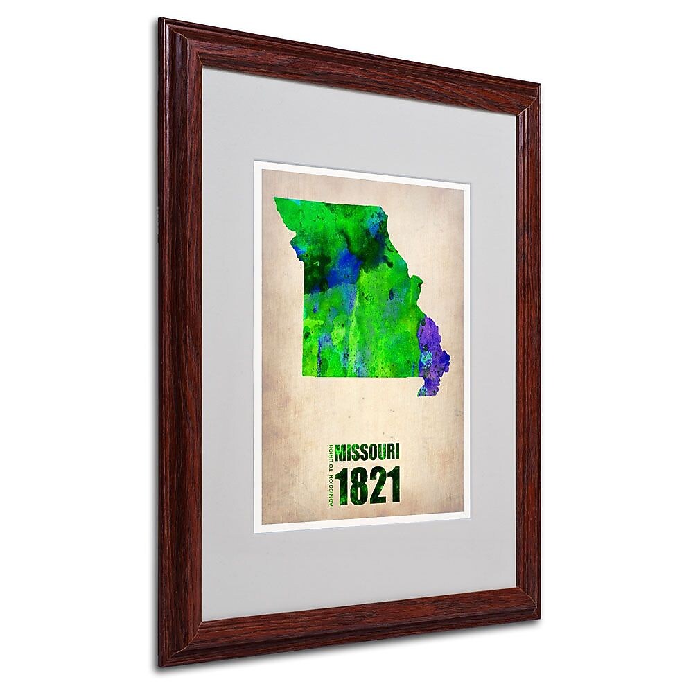 Trademark Fine Art 'Missouri Watercolor Map' 16" x 20" Wood Frame Art