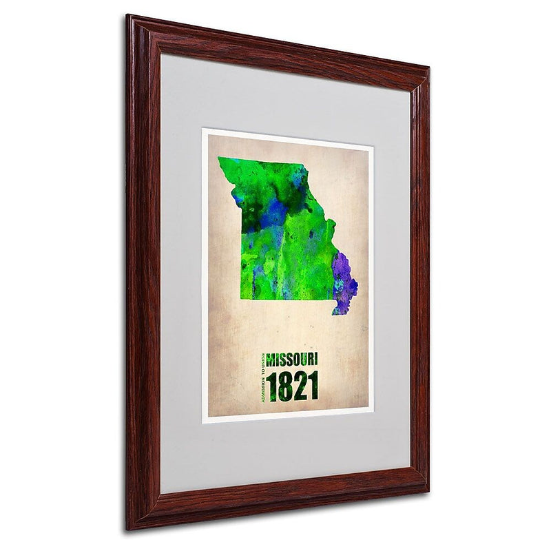 Trademark Fine Art 'Missouri Watercolor Map' 16" x 20" Wood Frame Art