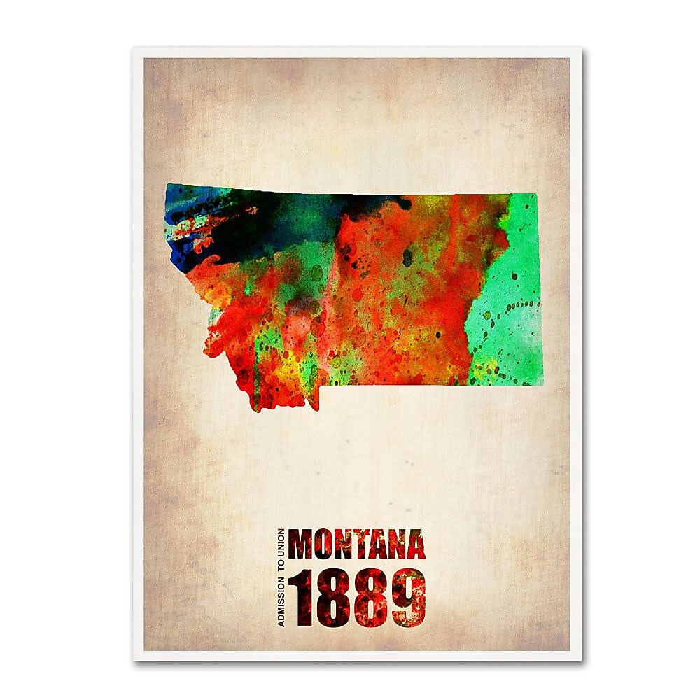 Trademark Fine Art 'Montana Watercolor Map' 24" x 32" Canvas Art