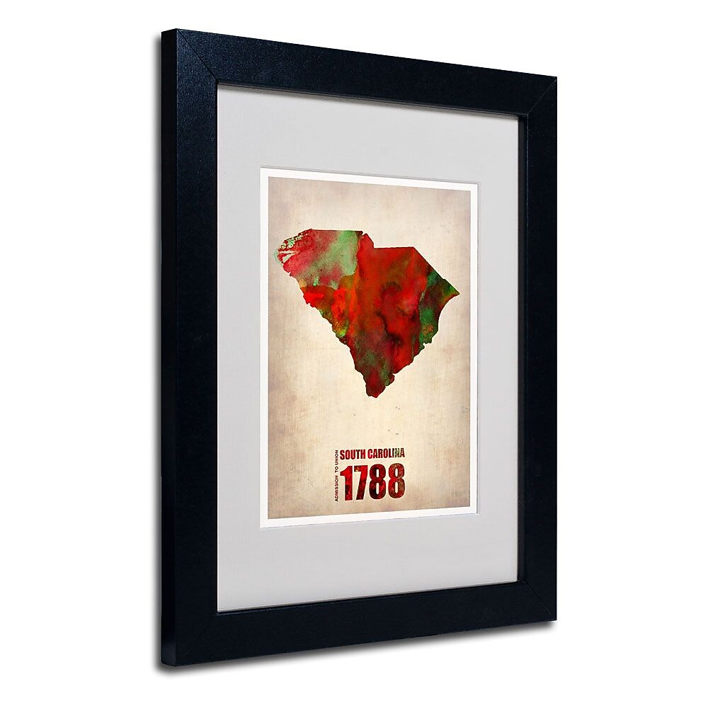Trademark Fine Art 'South Carolina Watercolor Map' 11" x 14" Black Frame Art