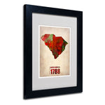 Trademark Fine Art 'South Carolina Watercolor Map' 11" x 14" Black Frame Art